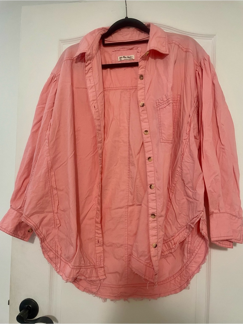 100% Cotton We The Free Pink Button-Up Shirt Size Small